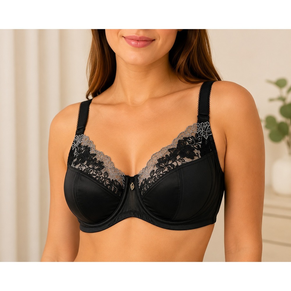 Wacoal Side Note Embroidered Underwire Bra Black‎ 855377 Sz 38C  NWT